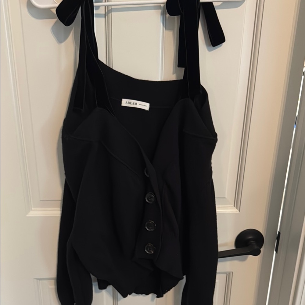Adeam Black Tie Front Sweater Top